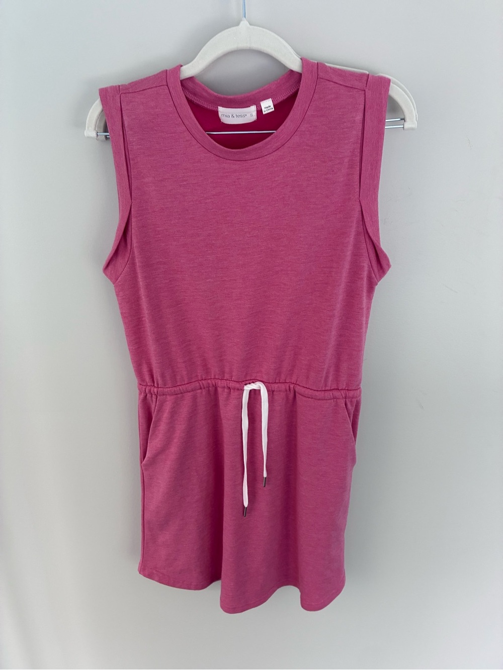 Sleeveless Pink Drawstring Mini Dress